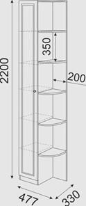 Угловой шкаф-стеллаж Беатрис М13 левый (Орех Гепланкт) в Пскове - предосмотр 3