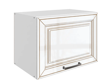 Шкаф на кухню Атланта L500 Н360 (1 дв. гл.) эмаль (белый/белый глянец патина золото) в Пскове