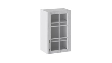 Настенный шкаф Прованс (Белый глянец/Санторини светлый) со стеклом В_72-45_1ДРс в Пскове