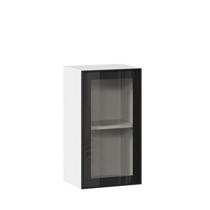 Кухонный шкаф со стеклом 400 Индиго ЛД 298.320.000.102, Белый/Чёрный в Пскове