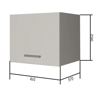 Навесной кухонный шкаф ВГ45Г, Белое гладкое Ламарти/Антрацит в Пскове