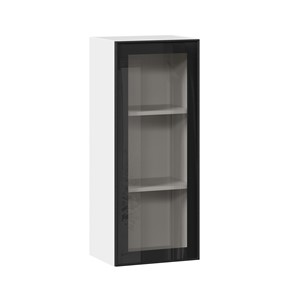 Кухонный шкаф высокий со стеклом 400 Индиго ЛД 298.420.000.026, Белый/Чёрный в Пскове