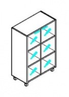 Шкаф со стеклянными дверьми Offix-NEW OMC 87.2  874x450x1329 Дуб Сонома светлый/Металлик в Пскове
