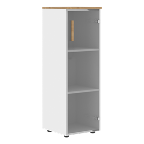 Средний шкаф колонна со стеклянной правой дверью FORTA Белый-Дуб Гамильтон FMC 40.2 (R) (399х404х801) в Пскове