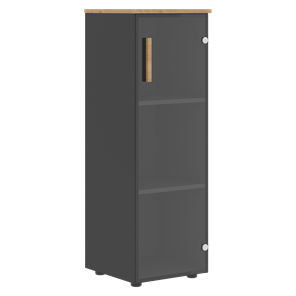 Шкаф колонна средний со стеклянной правой дверью FORTA Графит-Дуб Гамильтон  FMC 40.2 (R) (399х404х801) в Пскове