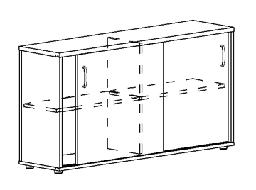 Шкаф-купе низкий Albero, для 2-х столов 70 (144,4х36,4х75,6) в Пскове