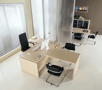 Офисный стол руководителя Reventon, зебрано песочный, правый (180х90х76) МЕ 130 в Пскове - предосмотр 4