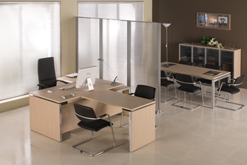 Офисный стол руководителя Reventon, зебрано песочный, правый (180х90х76) МЕ 130 в Пскове - предосмотр 9