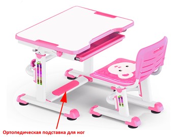 Стол растущий и стул Mealux BD-08 Teddy, pink, розовая в Пскове