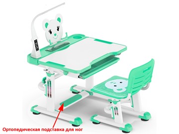 Растущая парта + стул Mealux EVO BD-04 Teddy New XL, с лампой, green, зеленая в Пскове