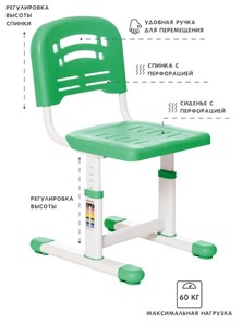 Растущий стул и растущая парта SET HOLTO-17А, зеленый в Пскове - предосмотр 4