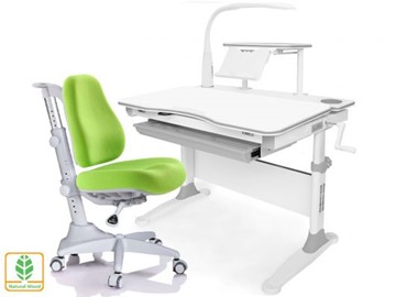 Растущая парта + стул Mealux EVO Evo-30 G (арт. Evo-30 G + Y-528 KZ) (дерево)/(стол+полка+кресло+чехол+лампа)/ белая столешница (дерево), цвет пластика серый в Пскове